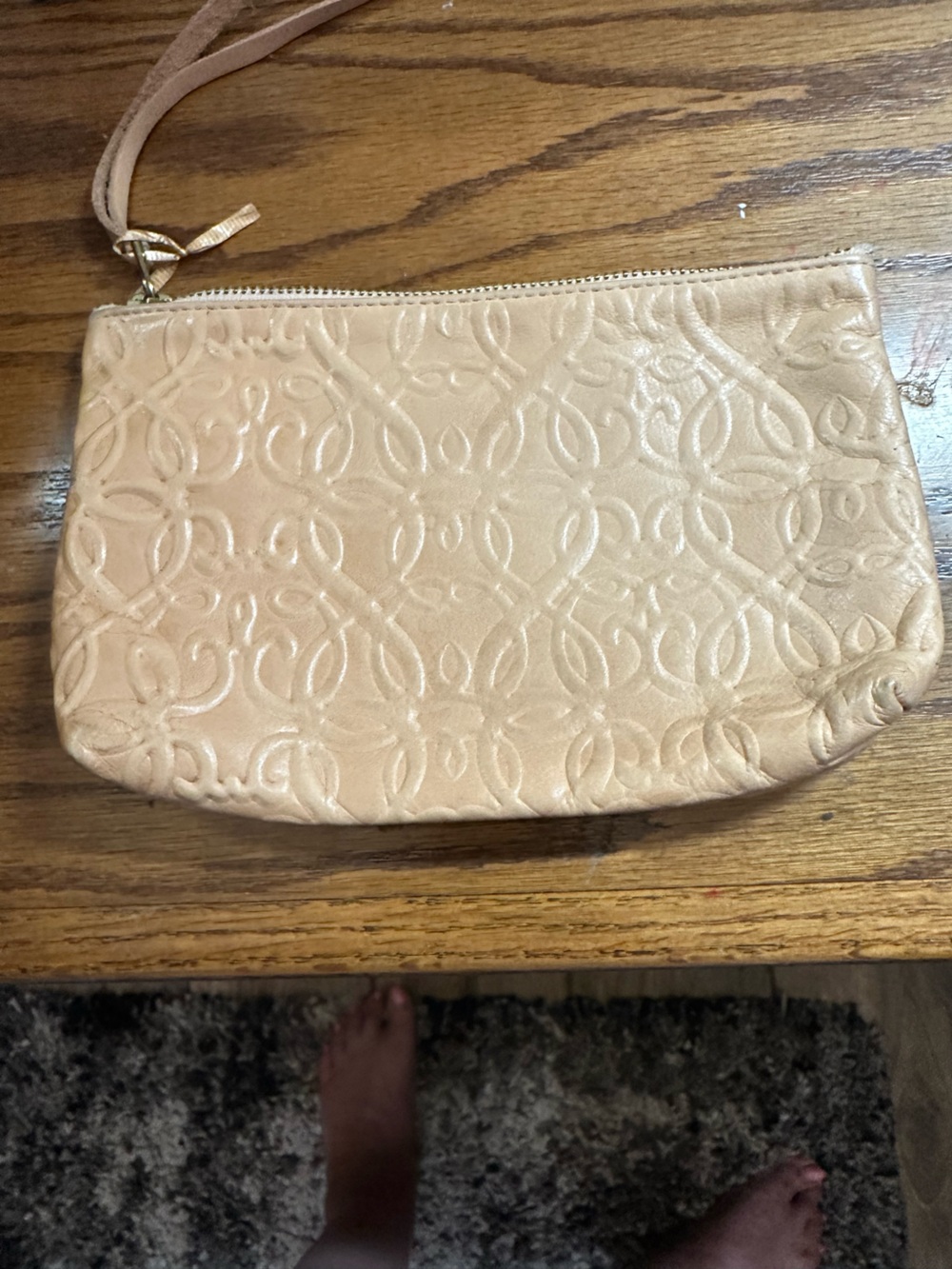 Alex and Ani Embossed Leather Cosmetic Wristlet - Beige